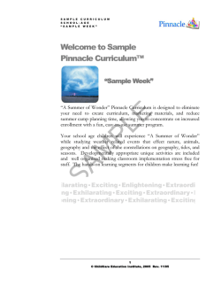 Welcome to Sample Pinnacle Curriculum&trade; &ldquo;Sample Week&rdquo;