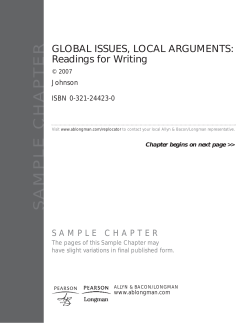 SAMPLE CHAPTER GLOBAL ISSUES, LOCAL ARGUMENTS: Readings for Writing