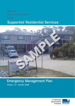 SAMPLE Supported Residential Services Emergency Management Plan SRS Name