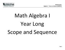 Math Algebra I Year Long Scope and Sequence Mathematics