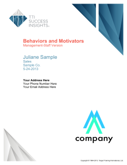 Behaviors and Motivators Juliane Sample Management-Staff Version Sales
