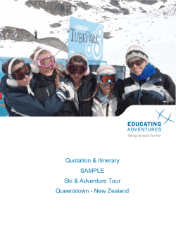 Quotation &amp; Itinerary SAMPLE Ski &amp; Adventure Tour Queenstown - New Zealand