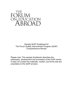 Sample QUIP Guidebook for The Forum Quality Improvement Program (QUIP) Comprehensive Review
