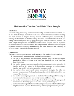 Mathematics Teacher Candidate Work Sample