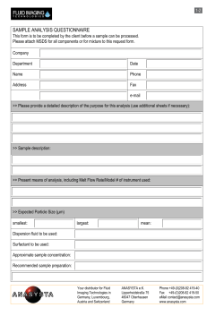 SAMPLE ANALYSIS QUESTIONNAIRE
