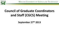 Council of Graduate Coordinators and Staff (CGCS) Meeting  September 27