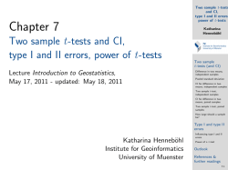Chapter 7 Two sample t -tests and CI, Lecture Introduction to Geostatistics,