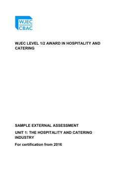 WJEC LEVEL 1/2 AWARD IN HOSPITALITY AND CATERING  SAMPLE EXTERNAL ASSESSMENT