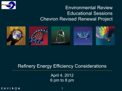 Environmental Review Educational Sessions Chevron Revised Renewal Project Refinery Energy Efficiency Considerations