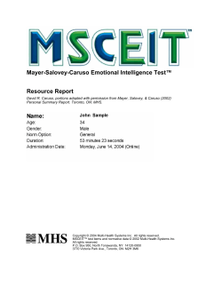 Mayer-Salovey-Caruso Emotional Intelligence Test™ Resource Report