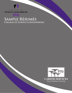 Sample Résumés College of Science &amp; Engineering