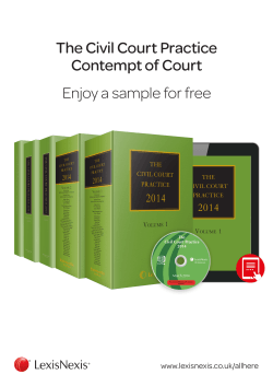 The Civil Court Practice Contempt of Court Enjoy a sample for free www.lexisnexis.co.uk/allhere
