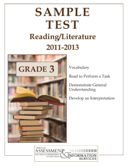 SAMPLE TEST 3 Reading/Literature