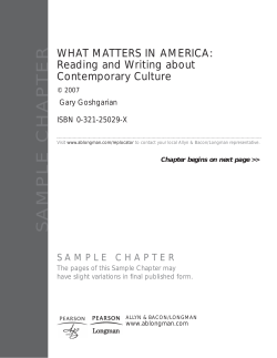 SAMPLE CHAPTER WHAT MATTERS IN AMERICA: Reading and Writing about Contemporary Culture