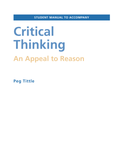 Critical Thinking An Appeal to Reason Peg Tittle