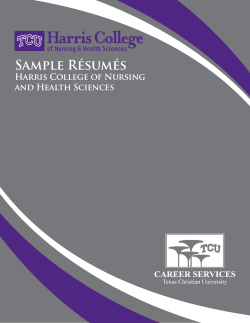 Sample Résumés Harris College of Nursing and Health Sciences