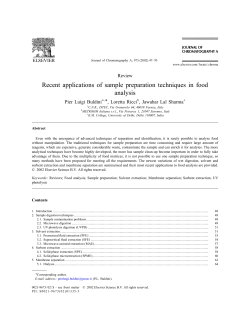 R ecent applications of sample preparation techniques in food analysis Review