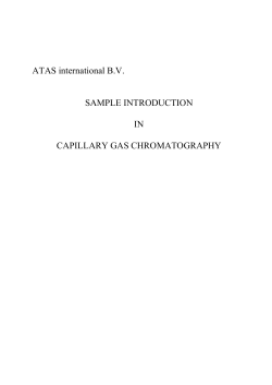 ATAS international B.V. SAMPLE INTRODUCTION IN CAPILLARY GAS CHROMATOGRAPHY