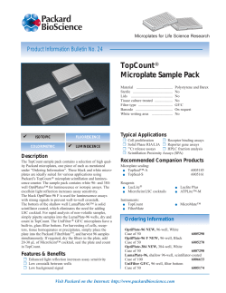 TopCount Microplate Sample Pack Product Information Bulletin No. 24 Typical Applications