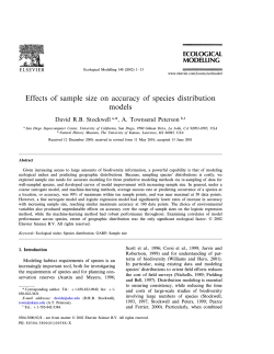 Effects of sample size on accuracy of species distribution models