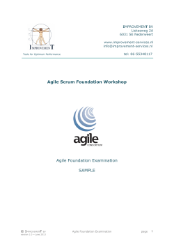 Agile Scrum Foundation Workshop  Agile Foundation Examination SAMPLE