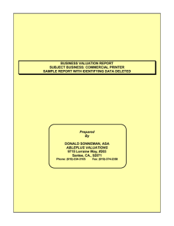 BUSINESS VALUATION REPORT SUBJECT BUSINESS: COMMERCIAL PRINTER