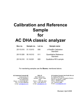 Calibration and Reference Sample for AC DHA classic analyzer