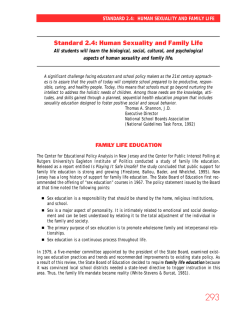 Standard 2.4: Human Sexuality and Family Life