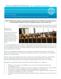 Sample Parliamentary Questions concerning the upcoming Review Conference of the... the International Criminal Court (ICC), Kampala, Uganda, 31 May-11 June...