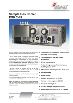 Sample Gas Cooler EGK 2-19 § Compact design: completely pre assembled