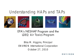 Understanding HAPs and TAPs  LDEQ Air Toxics Program Bliss M. Higgins, Principal