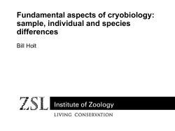Fundamental aspects of cryobiology: sample, individual and species differences Bill Holt