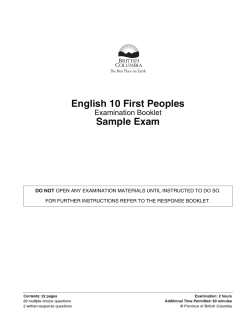 English 10 First Peoples Sample Exam  Examination Booklet