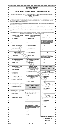 BARTOW COUNTY OFFICIAL ABSENTEE/PROVISIONAL/CHALLENGED BALLOT