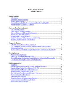 CURS Dataset Database Table of Contents  General Datasets