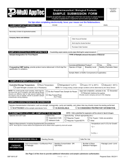 SAMPLE  SUBMISSION  FORM  Biopharmaceutical / Biological Products