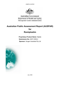 Australian Public Assessment Report (AUSPAR) for Romiplostim
