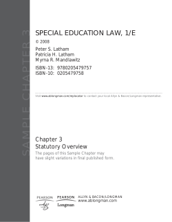 SAMPLE CHAPTER 3 SPECIAL EDUCATION LAW, 1/E Chapter 3 Statutory Overview