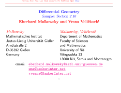 Differential Geometry Sample: Section 2.10 Eberhard Malkowsky and Vesna Veliˇ ckovi´