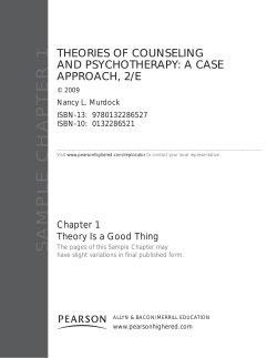 SAMPLE CHAPTER 1 THEORIES OF COUNSELING AND PSYCHOTHERAPY: A CASE APPROACH, 2/E