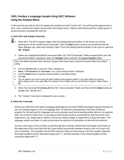 1401: Analyze a Language Sample Using SALT Software