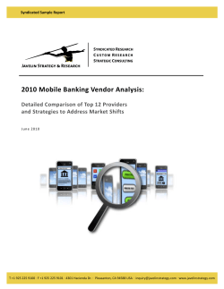 2010 Mobile Banking Vendor Analysis:     Detailed Comparison of Top 12 Providers  and Strategies to Address Market Shifts  