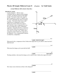 Physics 2B Sample Midterm Exam #1 by Todd Sauke