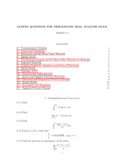 SAMPLE QUESTIONS FOR PRELIMINARY REAL ANALYSIS EXAM Contents 1. Undergraduate Calculus