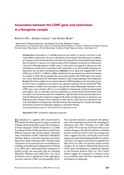Association between the COMT gene and rumination in a Hungarian sample D p