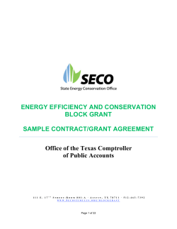 ENERGY EFFICIENCY AND CONSERVATION BLOCK GRANT SAMPLE CONTRACT/GRANT AGREEMENT