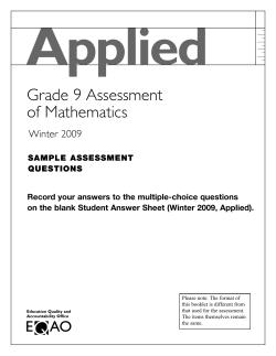 Applied Grade 9 Assessment of Mathematics Winter 2009
