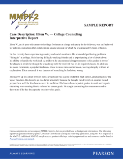 SAMPLE REPORT Case Description: Elton W. — College Counseling Interpretive Report