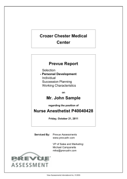Crozer Chester Medical Center Prevue Report Mr. John Sample