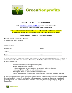 SAMPLE CERTIFICATION REGISTRATION o to and begin the GreenNonprofits Certification process.